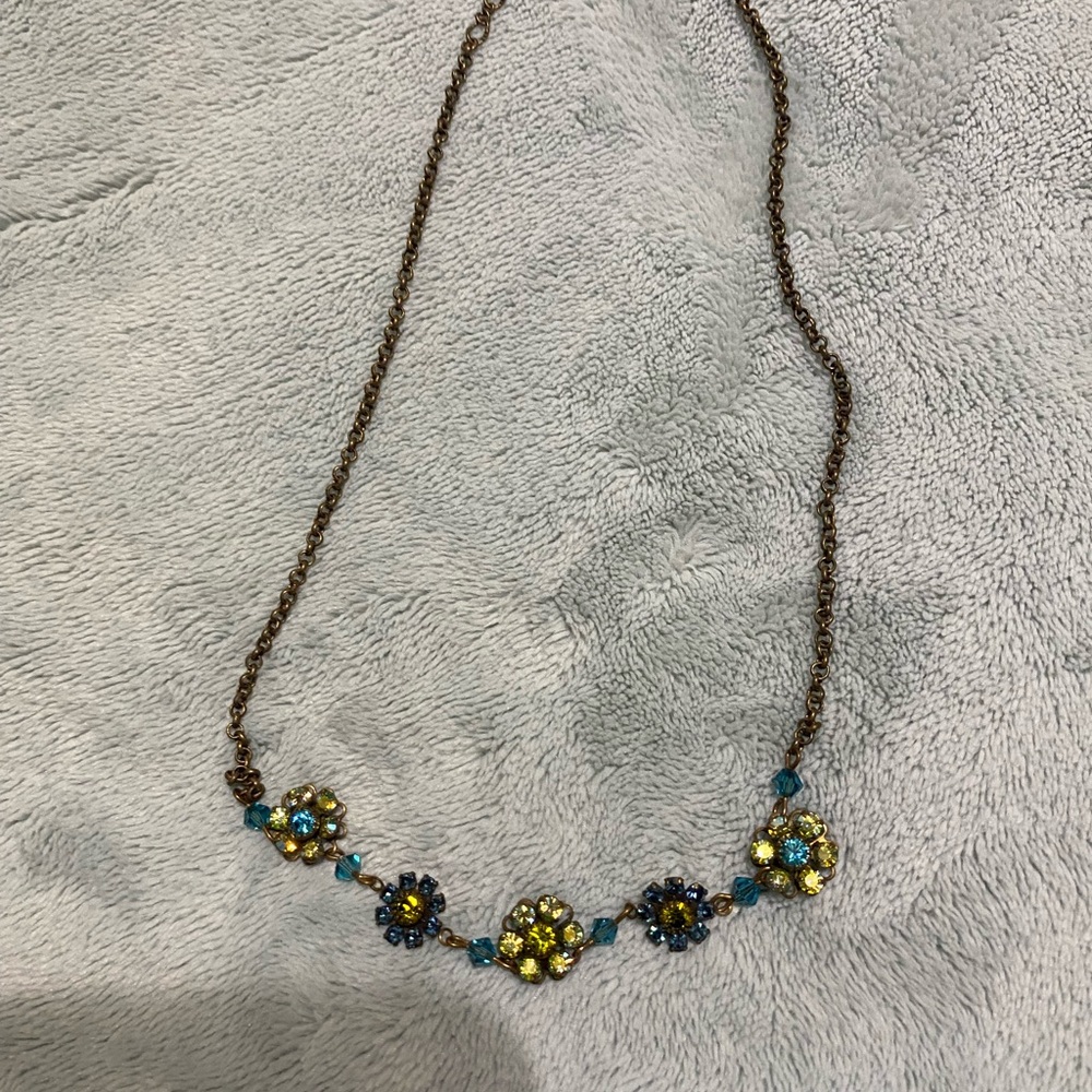 Liz Palacios  Necklace with Blue and Yellow Crystal Accents